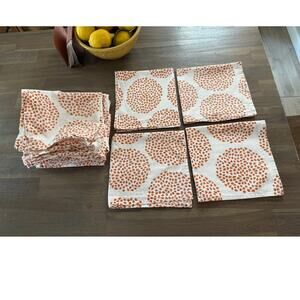 West Elm Napkins Set of 16 Orange Bloom and White 20x20 100% Cotton